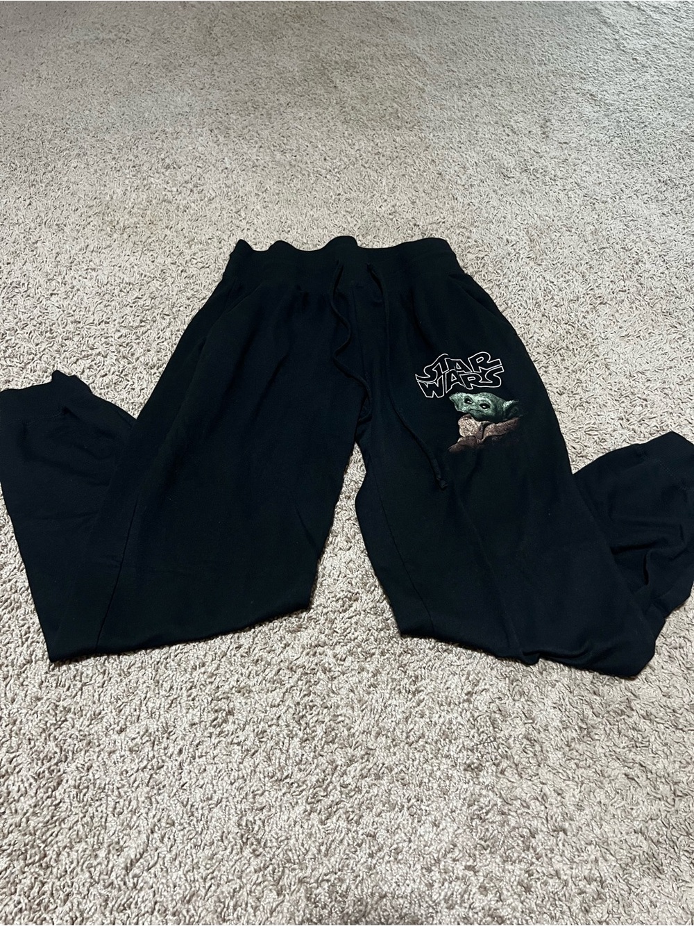 Star Wars Black Jogger Sweatpants with Grogu Patch
